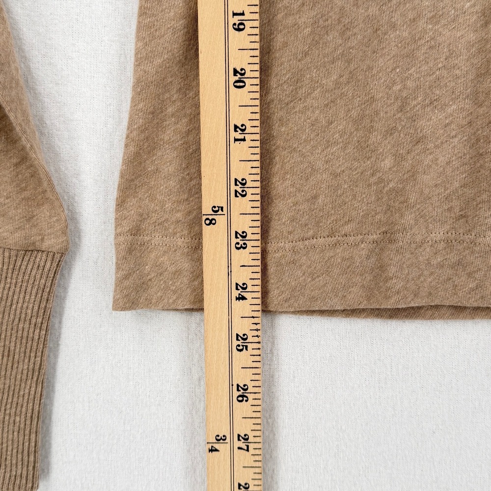 ENZA COSTA Cashmere Easy Cuffed U Top Womens Small Khaki Long Sleeve Tee Shirt - Picture 5 of 13